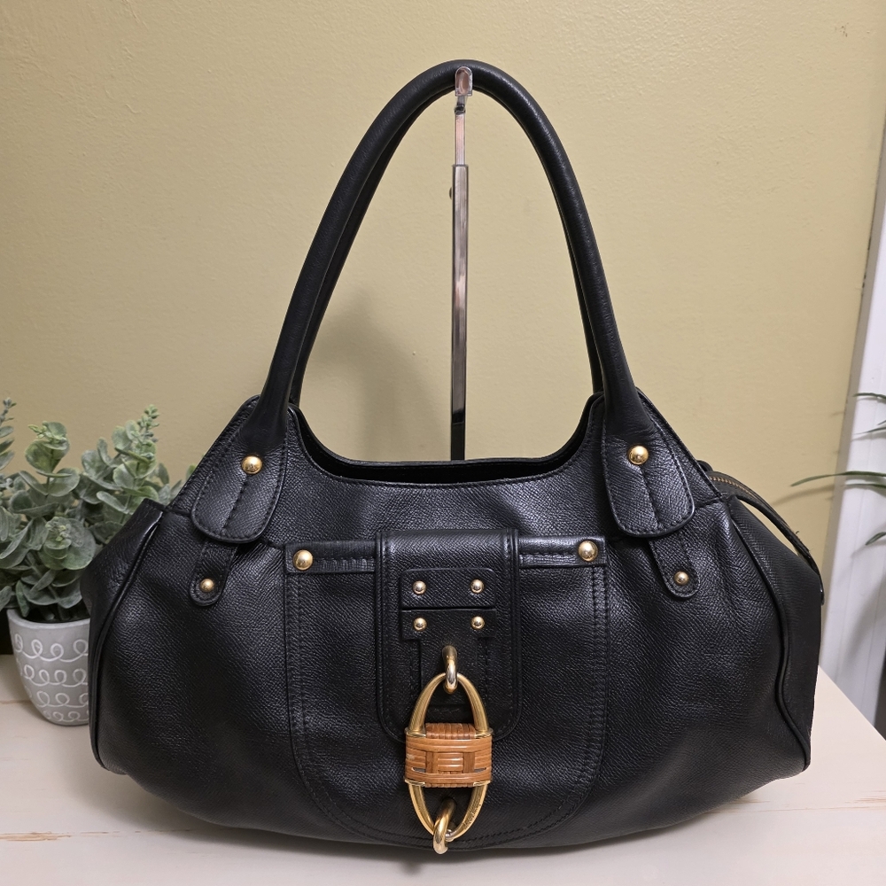 Salvatore Ferragamo | Vintage Black Leather Wicker Padlock Satchel